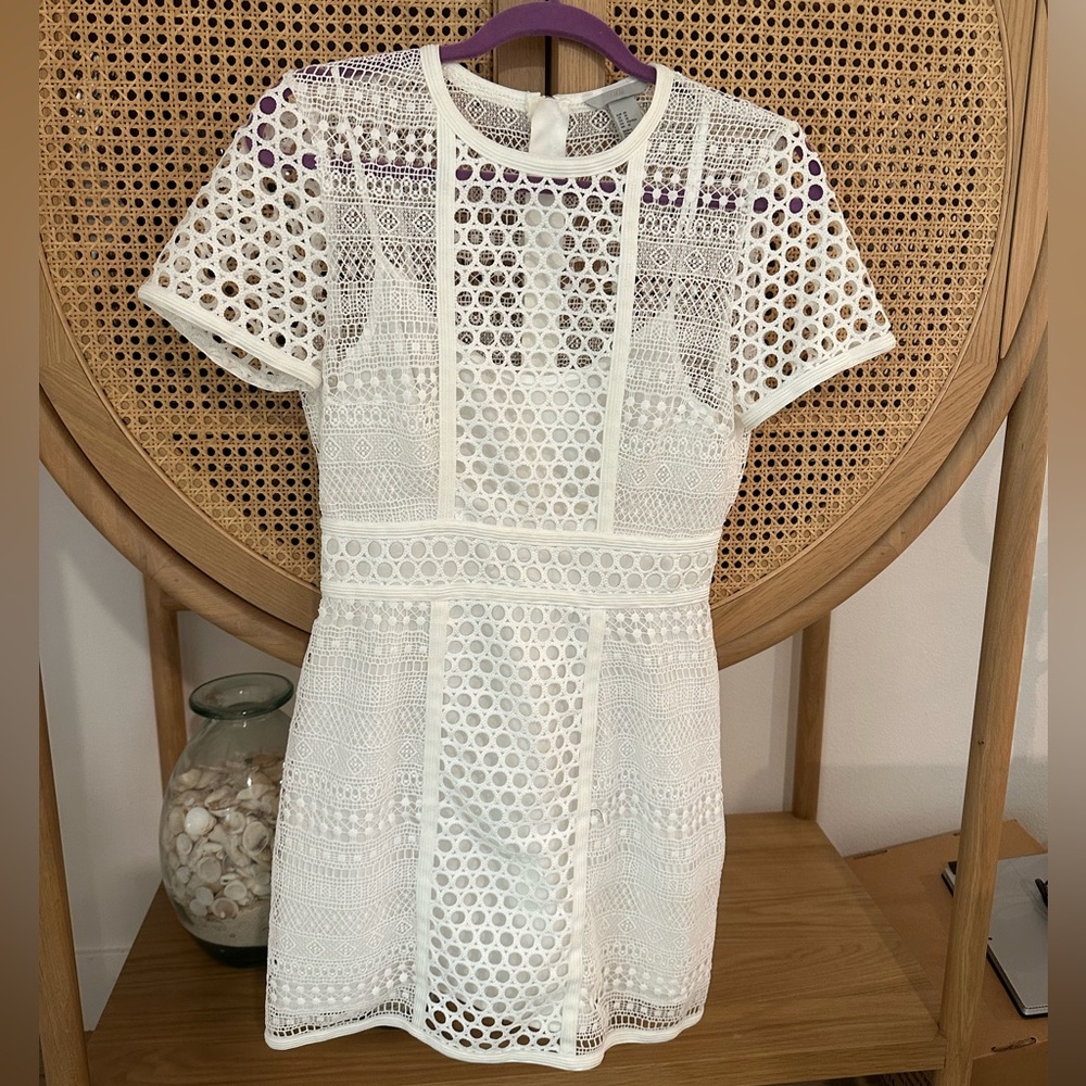 H&M white lace pattern dress